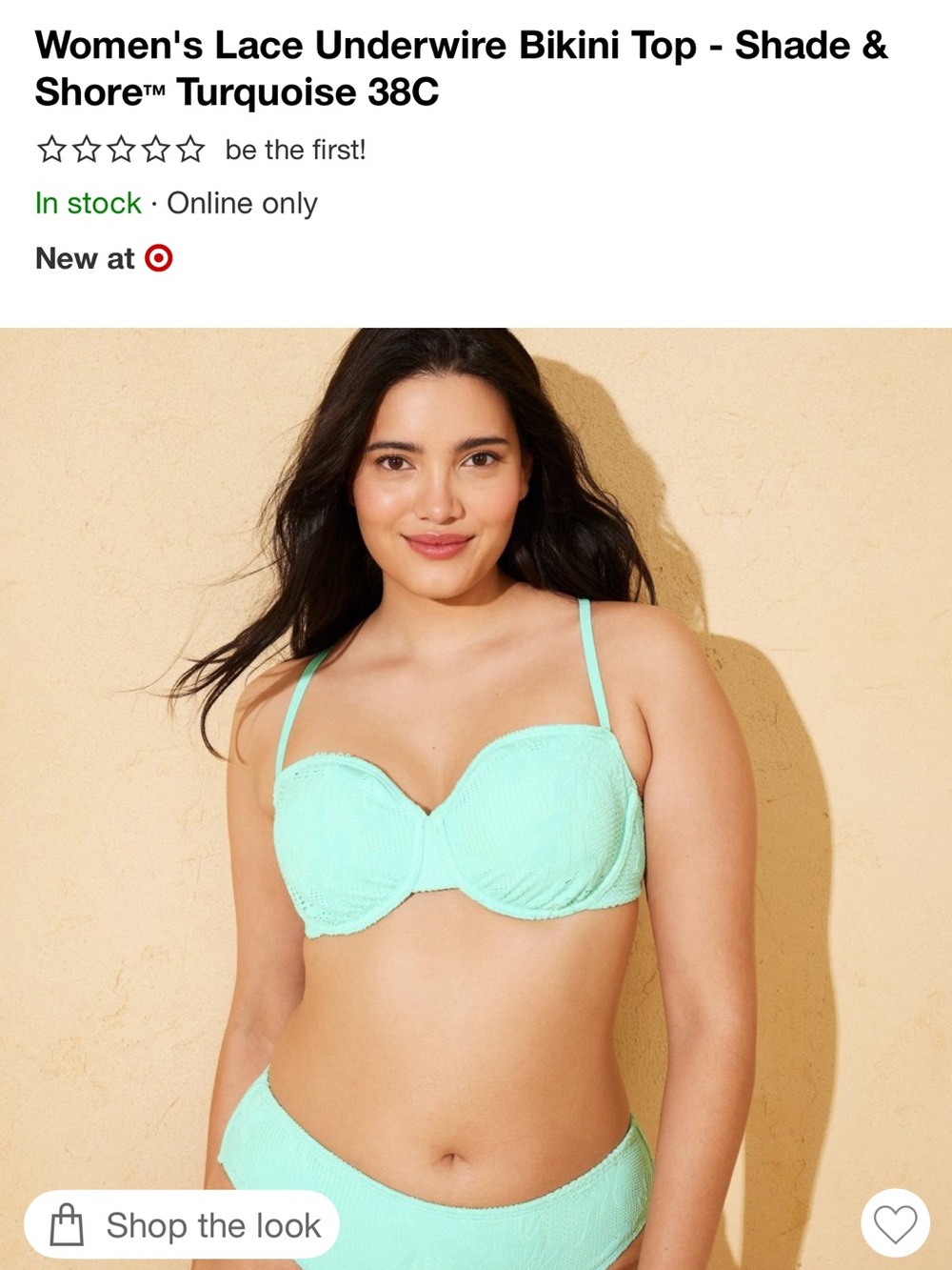 Women’s Lace Underwire Bikini Top - Turquoise